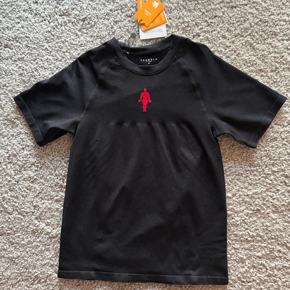 Men's YoungLa 4286 Gold's IronLegacyCompressionTees, NWT, XL, Black